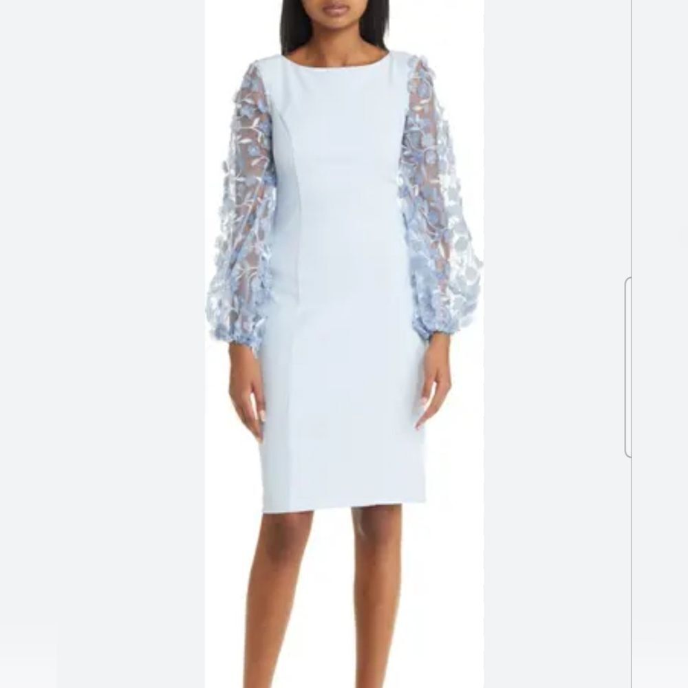 Eliza J Floral Balloon Sleeve Sheath Dress Size 4 NWT